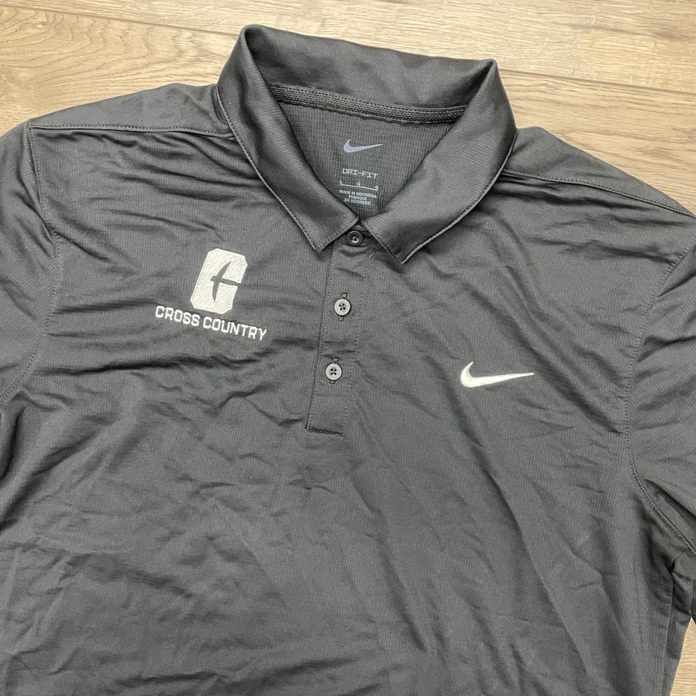 Nike UNC Charlotte Polo Shirt Men Large Black Cross Country Dri-Fit Short Sleeve